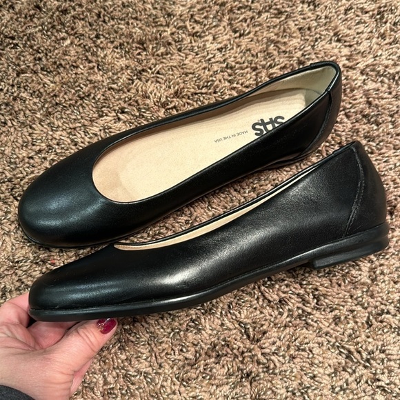 SAS Black Leather Scenic Ballet Flats Size 7.5 S - Picture 7 of 11